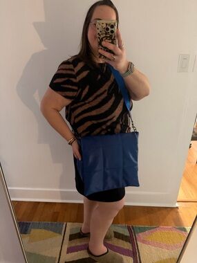 Free people cloud vegan blue quilted panel crossbody messenger bag